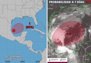Baja presión en el Golfo alcanza 90% de probabilidad ciclónica